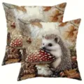 Gemütlicher Igel Pilz Kissenbezug Detailansicht, herbstliche waldmotiv Deko Kissenhülle - Stil 42