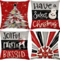 Christmas throw pillow covers set polyester decorative cushion cases for sofa bed decor 18x18 - 45x45cm (Without Insert) / Combination 10