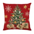 Christmas decorative pillow cover featuring a festive tree, gifts, and snowflake design. - Style 1