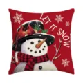 Christmas Snowman Red Pillow Cover Festive Winter Snowflake Cushion Case Home Decor - Single Pillowcase / SDF-001