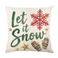 Christmas decorative throw pillow cover with festive Let It Snow print and winter snowflake. - Style 3