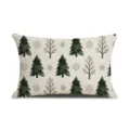 Christmas tree print rectangular lumbar pillow cover, vintage watercolor style holiday decor. - JYZ039-2