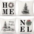 Christmas throw pillow cover set, festive cushion case for sofa, couch and bed decor. - 45x45cm (Without Insert) / Combination 3