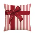 Christmas throw pillow cover red ribbon stripe festive home sofa cushion decorative case - Single Pillowcase / SDF-003