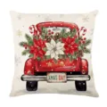 Christmas red truck linen throw pillow cover festive sofa decorative cushion case winter decor - Style 12
