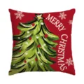 Christmas decorative pillow cover red linen cushion case with holiday tree print for sofa - Single Pillowcase / SDF-004
