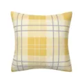 Yellow plaid throw pillow cover, stylish cotton linen sofa cushion case for home decor. - 15