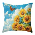Vintage sunflower butterfly print pillow cover decorative soft cushion cover for spring summer. - 15