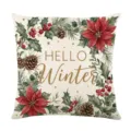 Christmas winter pillowcase with watercolor poinsettia pinecone floral print for sofa home decor. - Style 15