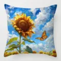 Vintage sunflower butterfly printed square pillow cover, decorative home cushion case. - 16