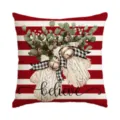 Christmas decorative cushion cover with red white stripes, winter mittens and believe text design. - Single Pillowcase / SDF-007