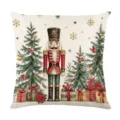 Christmas Nutcracker Pillowcase Festive Holiday Square Cushion Cover for Sofa Decor - Style 16