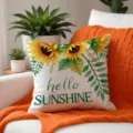 Sunflower pattern throw pillow cover, vintage floral cushion case for spring and summer decor. - 17