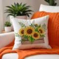 Decorative Sunflower Print White Throw Pillow Cover Cushion Case Living Room Variant - 18