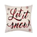 Una bonita funda de cojín navideña de lino a cuadros rojos y negros con el texto Let it snow. - Estilo 10