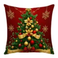 Christmas printed decorative pillow cover, festive tree design for sofa, cozy holiday home decor - 45*45cm (Without Core) / Matte Black (01)