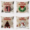 Christmas cushion cover set, festive holiday throw pillow cases for living room sofa decor. - 45x45cm / SDY-006