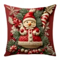 Festive Christmas throw pillow cover with 3D Santa Claus print, perfect holiday home decor cushion. - 45*45cm (Without Core) / 04