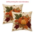 Autumn harvest pumpkin and maple leaf print pillow cover detail, vintage Thanksgiving decor. - 45x45 Square (No Insert) / Style 1