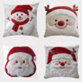 Christmas throw pillow cover cute cartoon snowman santa plush sofa cushion case decor - 45x45cm / SDY-008