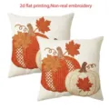 Autumn harvest pumpkin pillow case decorative cushion cover with vintage maple leaf print - 45x45 Square (No Insert) / Style 4
