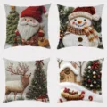 Christmas cushion cover set festive holiday sofa throw pillow case cute cartoon winter decor - 45x45cm / SDY-012