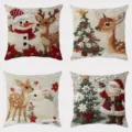 Christmas embroidered pillow cover set, festive sofa cushion case, holiday decor - 45x45cm / SDY-015