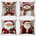 Christmas Cushion Cover Festive Knitted Style Sofa Pillowcase Holiday Home Decor Variant A - 45x45cm / SDY-016