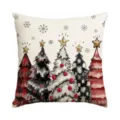 Christmas decorative throw pillow cover featuring festive trees and snowflakes print. - Single Pillowcase / SDF-009