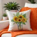 Decorative sunflower pillow case featuring a watercolor floral mason jar print for spring home. - 19