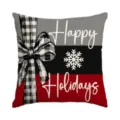 Christmas throw pillow cover with plaid bow and snowflake print for holiday home sofa decor - Single Pillowcase / SDF-010