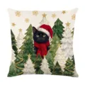 Christmas pillow cover with black cat, festive holiday decorative cushion case for sofa. - Style 20