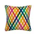 Colorful geometric plaid throw pillow cover, vibrant diagonal grid square cushion case. - 22