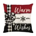 Christmas decorative pillow cover with black and white plaid bow and snowflake pattern. - Style 23