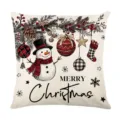 Christmas throw pillow cover with snowman and red baubles festive sofa cushion case 45x45 - Style 24