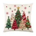 Christmas decorative pillow cover with festive watercolor trees design for home cozy sofa decor - Style 25