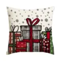 Christmas gift box cushion cover festive holiday decorative pillowcase for sofa home decor - Single Pillowcase / SDF-015
