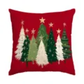 Christmas tree throw pillow cover red linen festive sofa cushion decorative holiday cover - Single Pillowcase / SDF-17