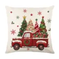 Christmas throw pillow cover featuring vintage red truck and trees, festive home decor 45x45 - Style 28