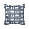 Blue plaid white bear print pillow cover for home sofa decor winter cushion cases - 31