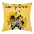 Yellow Sunflower Gnome Throw Pillow Cover Bless My Blooms Spring Summer Decorative Cushion Case - 30