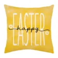 Yellow Easter pillow cover with white letter print and daisy floral design, spring decor. - 32