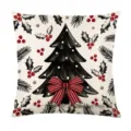 Christmas Pillow Cover Black Tree Red Bow Festive Cushion Case Sofa Bed Decor 45x45cm - Style 33