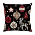 Christmas decorative pillow cover red and black buffalo plaid deer snowflake holiday sofa cushion - Style 34