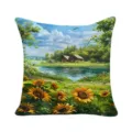 Vintage sunflower print decorative pillow cover for cozy living room sofa home decor. - 34