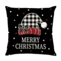 Christmas buffalo plaid hat throw pillow cover black festive holiday couch cushion case - Style 35