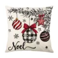 Christmas throw pillow cover festive buffalo plaid red bauble winter holiday decor 45x45 - Style 40