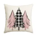 Christmas tree pattern linen pillow cover, decorative sofa cushion cover, black plaid. - Single Pillowcase / SDF-30