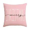 Pink Christmas throw pillow cover with stylish typography, perfect holiday sofa decor. - Single Pillowcase / SDF-32