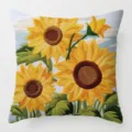 Sunflower embroidered square pillow cover decorative retro cushion cover home sofa decor - 44
